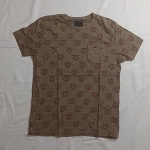 casual streetwear tan tee shirt with tiger print pre owned